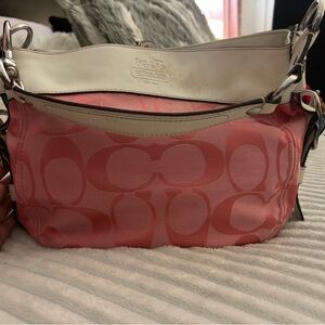 Vintage Coach Pink and Cream Women's Bag